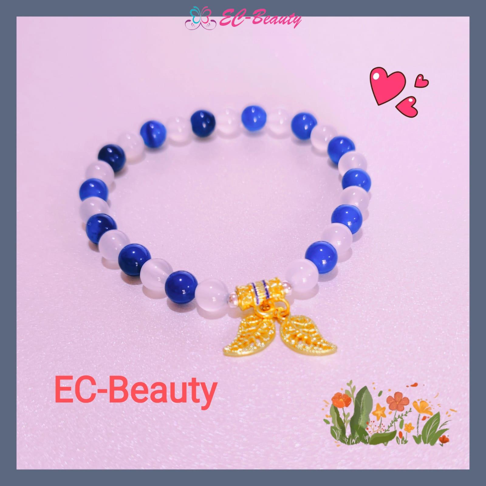 EC-beauty 聖誕禮物 藍白瑪瑙手鏈